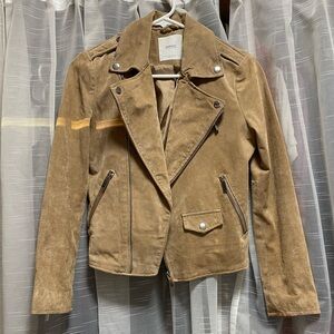 Mango Genuine Suede Leather Moto Jacket